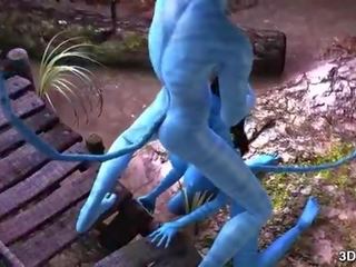 Avatar perëndeshë anale fucked nga i madh blu putz
