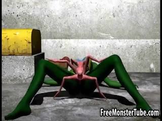 3d tekenfilm buitenaards enchantress krijgen geneukt hard door een spider