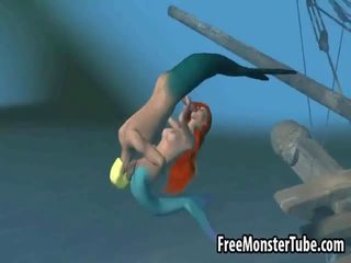 3d ít mermaid nét đẹp được fucked lược cứng dưới nước